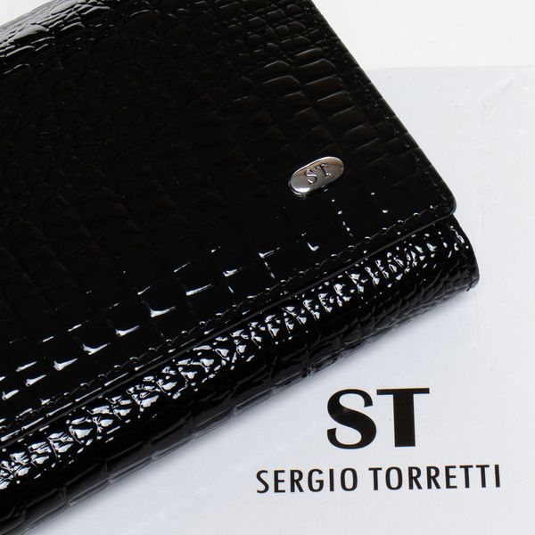 Элегантный стильный лаковый кошелек SERGIO TORRETTI 18,5*9,5*3,5см W1-V-2 black W1-V-2 black фото