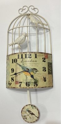 Настінні металеві кварцовий годинник з маятником в стилі " Птичка в клітці " CK05-1 фото
