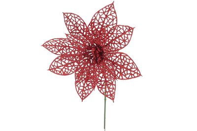 Декоративна ажурна квітка 15 см колір — червоний, у пакованні 48 шт. (128-013) 128-013 фото