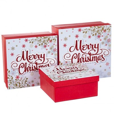 Набір із 3 коробок "Merry Christmas" білий20*20*9,5 (8211-007) 8211-007 фото