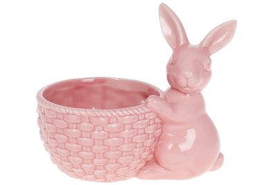 Кашпо декоративне,Кролик з кошиком, 16*10.5*14см, рожевий (73-390) 733-390 фото