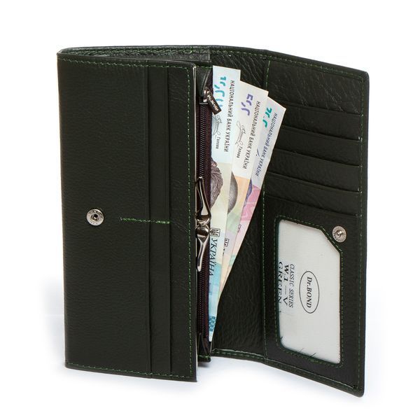 Кошелёк-клатч из натуральной кожи женский на кнопке DR. BOND 18,5*9,5*3,5 (W1-V green) W1-V green фото