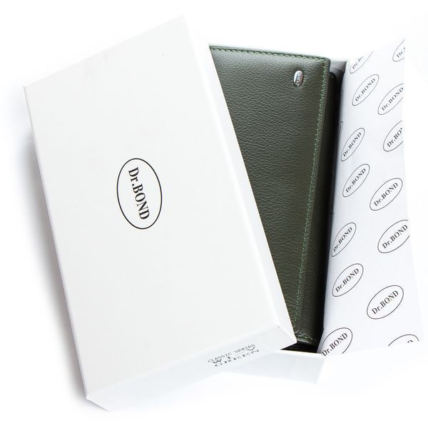 Кошелёк-клатч из натуральной кожи женский на кнопке DR. BOND 18,5*9,5*3,5 (W1-V green) W1-V green фото