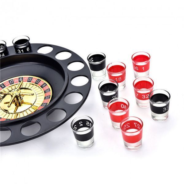 Подарунок чоловікові, кремезна рулетка, на 16 рюмок, чорна, ігри з алкоголем, креативні подарунки o-16 фото
