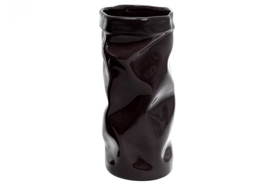 Ваза керамічну Ілюзію, 24.5см, колір - чорний глянц з матовим дротом VH8-402 фото