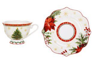 Набор чашка с блюдцем Christmas Story 170мл, в упаковке 2чашки и 2блюдца,.фарфор (149-039) 149-039 фото