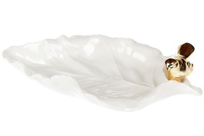 Декоративна тарілка для прикрас у формі простирадла з золотим птахом 22 см, колір - білий (727-253) 727-253 фото